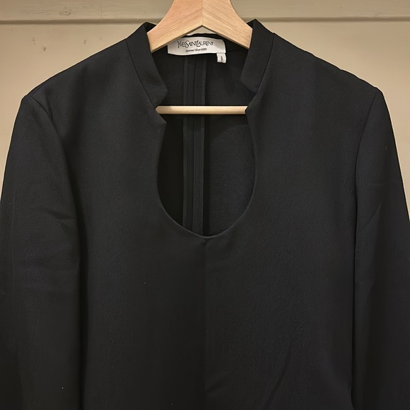 New Yves Saint Laurent runway wool crescent scoop neck bell sleeve mod minidress - Picture 10 of 16